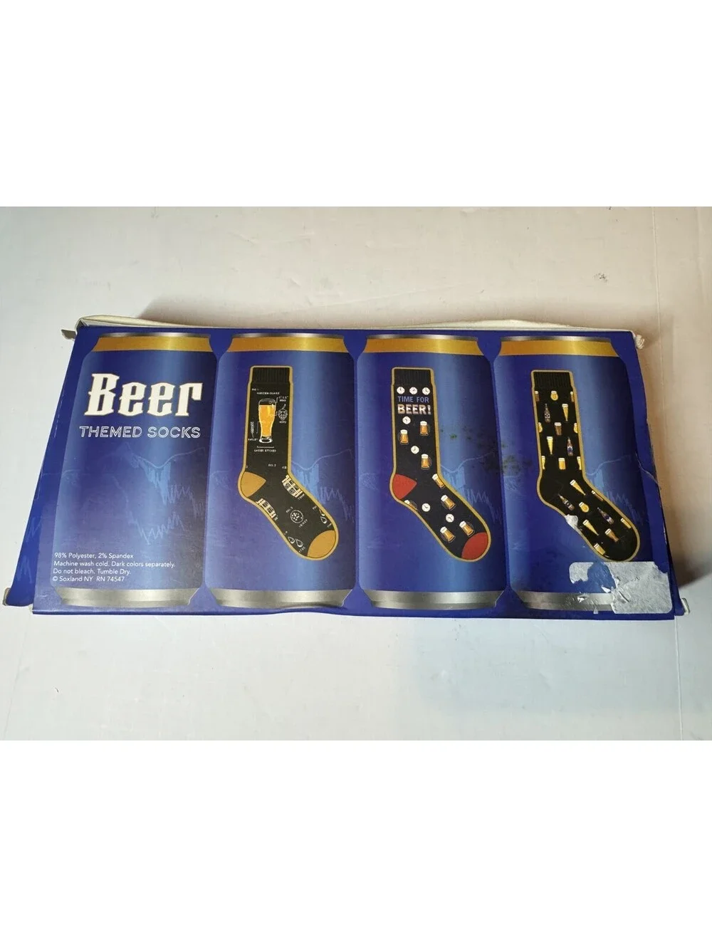 3pr Mens Novelty Beer Time Dress Socks 6-12 Crew Black Davco Damaged Box